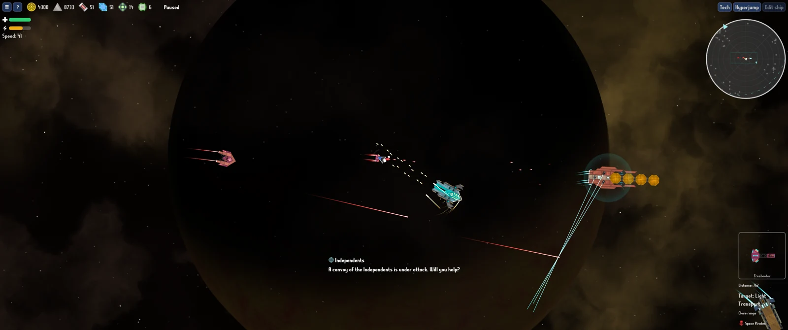 Ships fighting near a planet in an official eXoSpace promotional screenshot